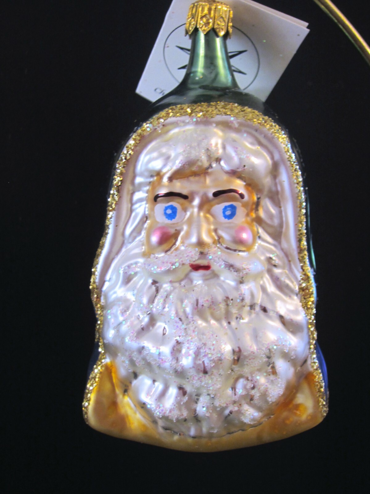 Vintage Christopher Radko CHRISTMAS PAST/Santa/Green Hood Christmas Ornament