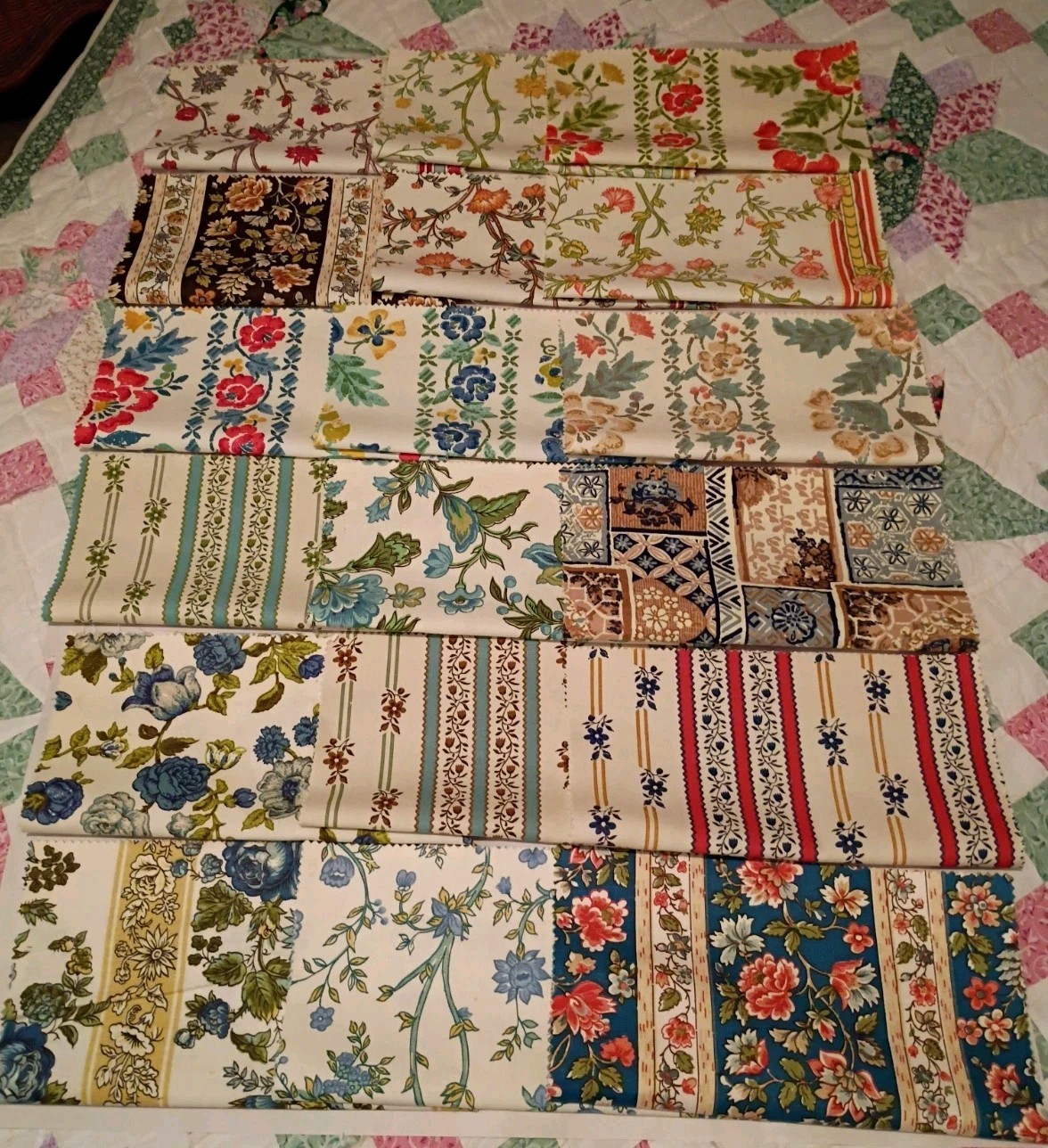 Vintage Waverly Fabric Sample Swatch Lot 18 Pieces 60s 70s MCM Pattern Craft Lot