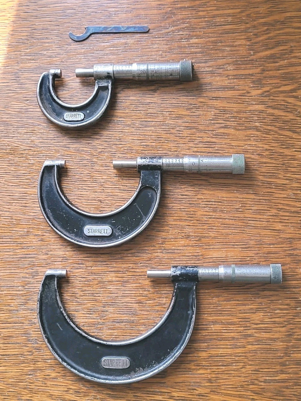 (3) Vintage Starrett No. 436 Outside Micrometers (0-1