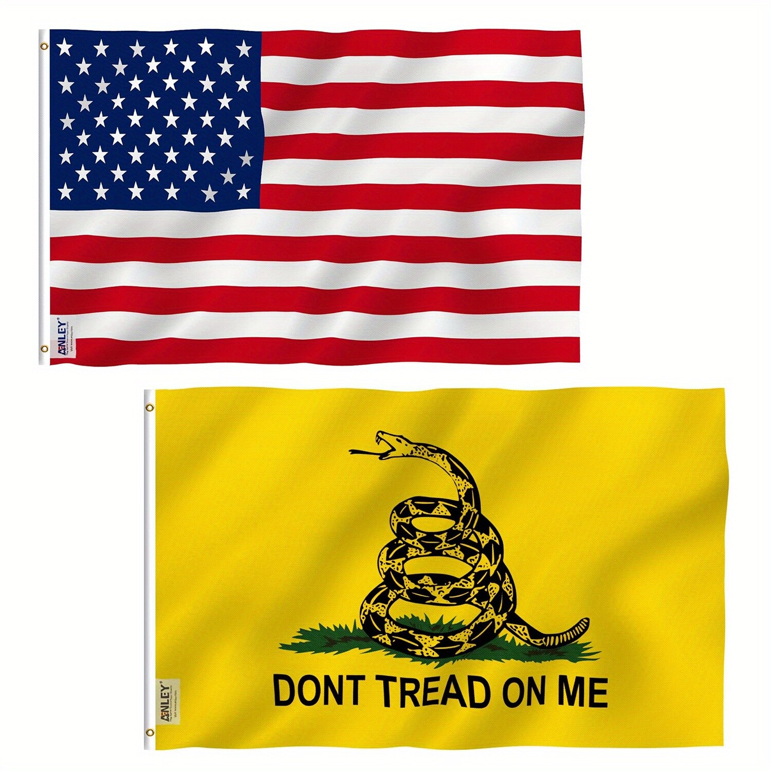 Anley 2 Pcs Fly Breeze 3x5 Foot American US Flag and Don't Tread On Me Flag Anley 2 Pcs Fly Breeze 3x5 Foot American US Flag and Don't Tread On Me Flag