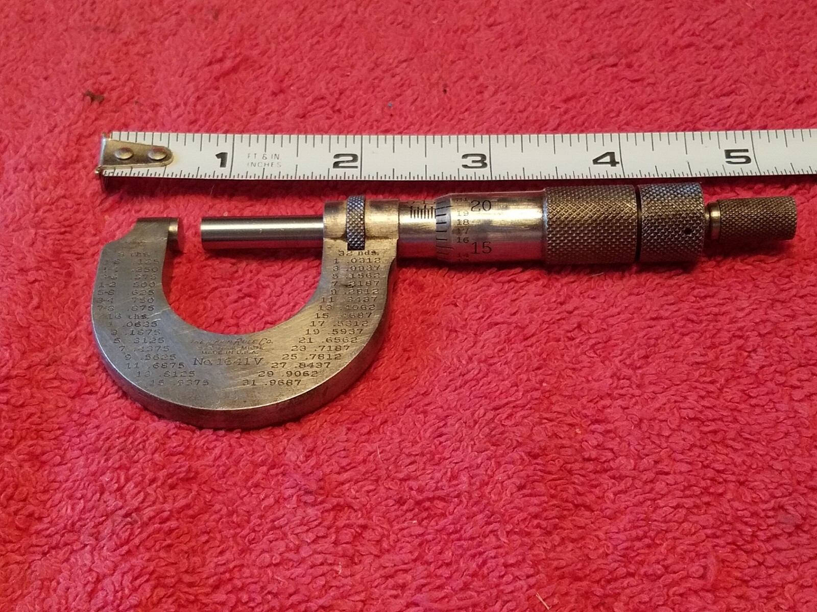 THE LUFKIN RULE CO SAGINAW MICH USA NO.1641V OUTSIDE MICROMETER 0-1
