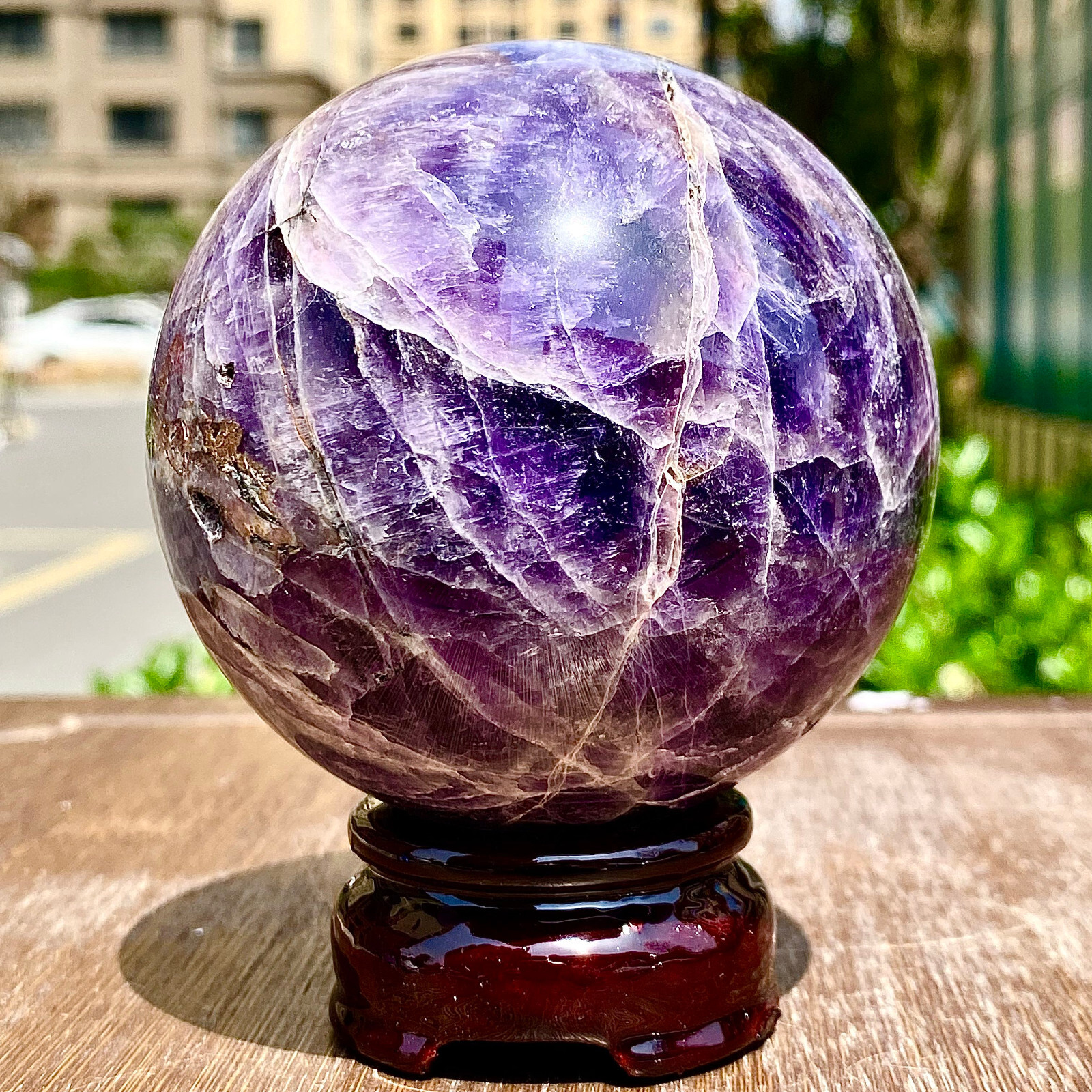 1.52LB Top Natural dreamy amethyst Quartz Sphere Quarzt Crystal Ball reiki heal