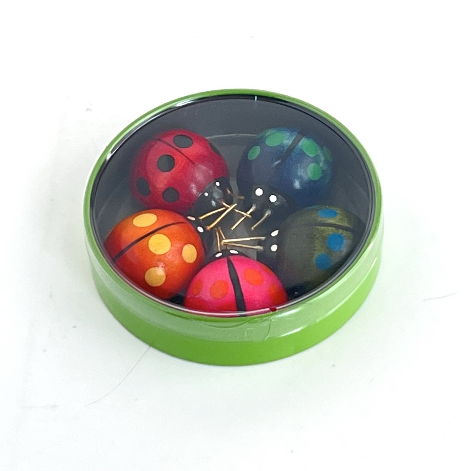 Vintage Set 5 LADYBUG MAGNETS Made in Japan TAKAHASHI San Francisco ORIGINAL TIN Vintage Set 5 LADYBUG MAGNETS Made in Japan TAKAHASHI San Francisco ORIGINAL TIN