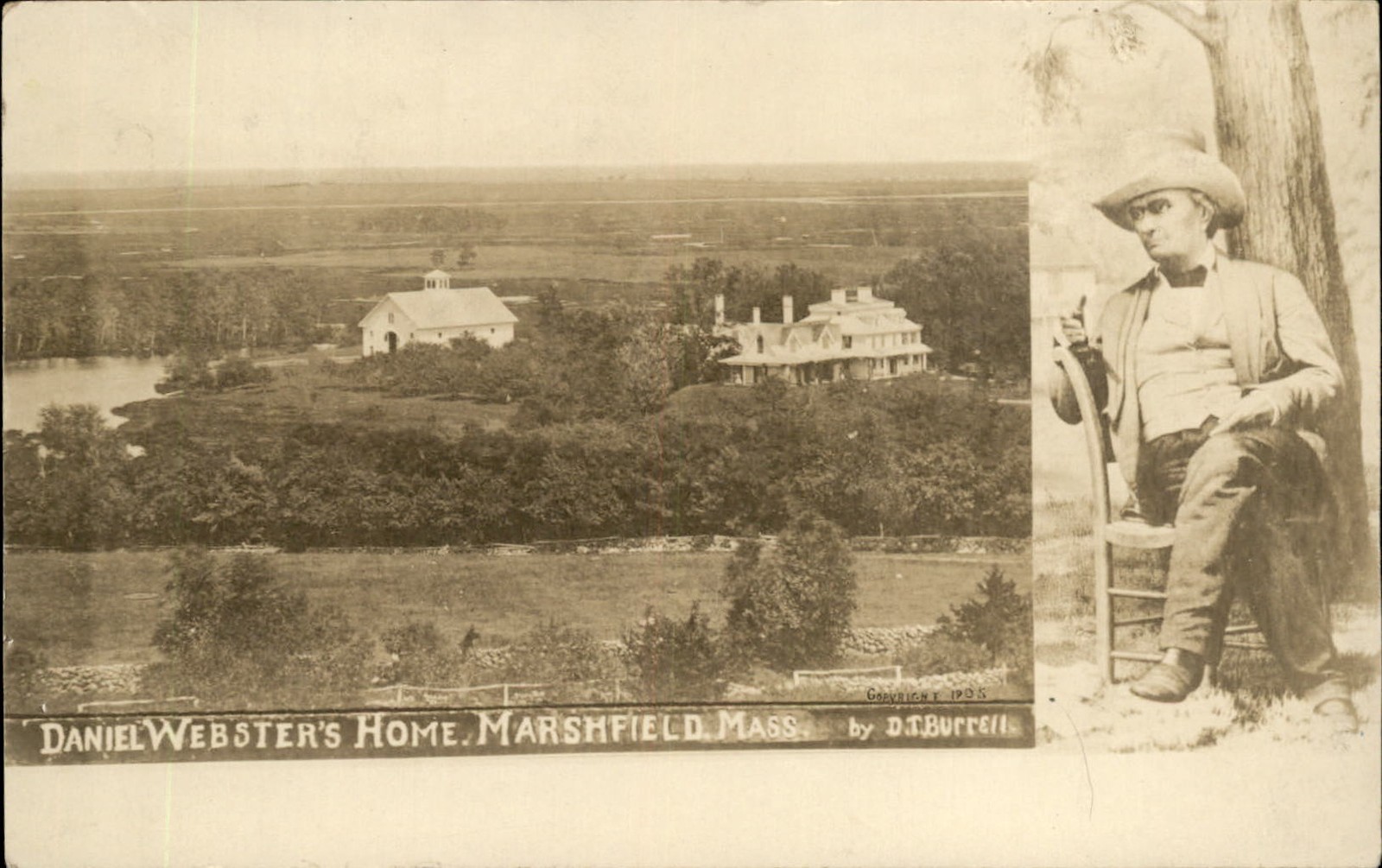 Marshfield MA Daniel Webster's Home c1900s-10s Real Photo Vintage Postcard