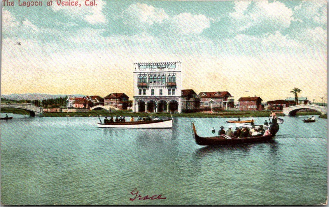 c1905 The Lagoon & Gondolas Venice California CA Newman Postcard