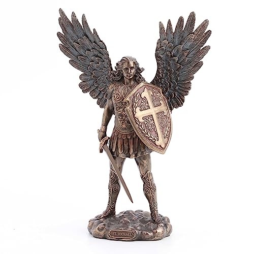 Veronese Design 11 Inch Saint Michael Archangel with Battle Shield Statue Veronese Design 11 Inch Saint Michael Archangel with Battle Shield Statue