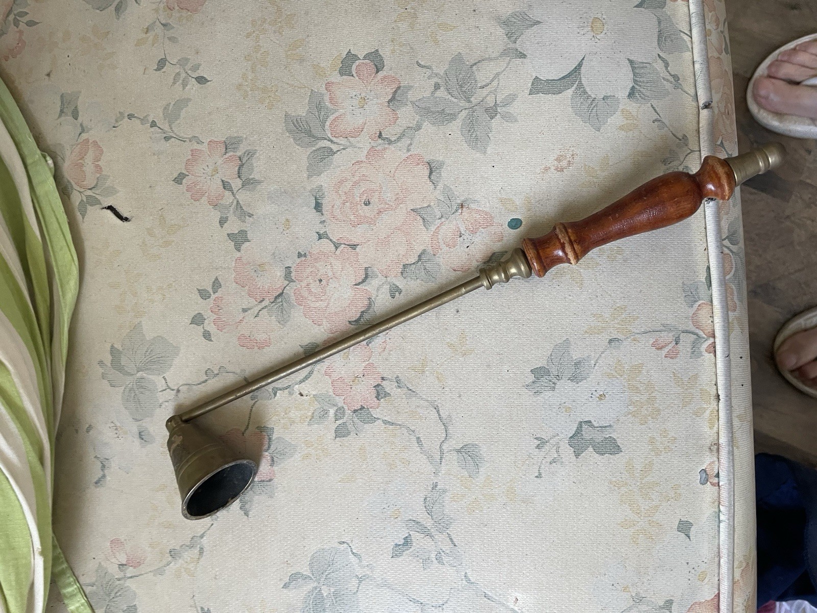 Vtg Antique Brass And Turned Wood Candle Sniffer Vtg Antique Brass And Turned Wood Candle Sniffer