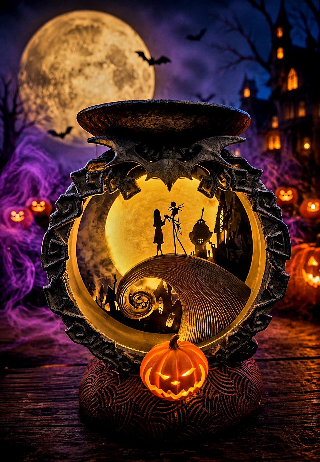 BBW Nightmare Before Christmas Spiral Hill Light-Up Candle Pedestal SOLD OUT NIB