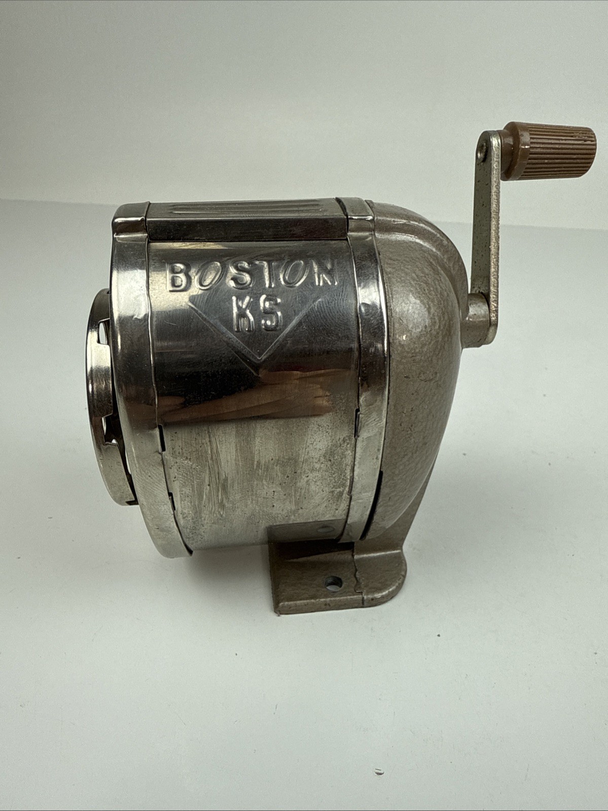 Boston KS Vintage Pencil Sharpener Hand Crank 8-Hole, Desk or Wall Mount