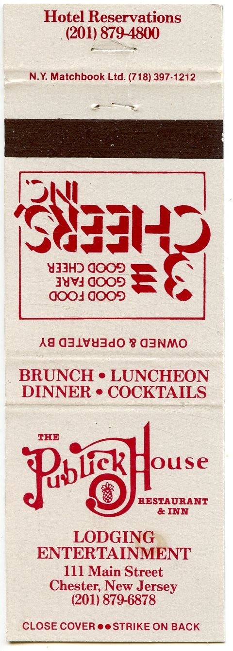 Publick House, Chester, New Jersey Matchbook Publick House, Chester, New Jersey Matchbook