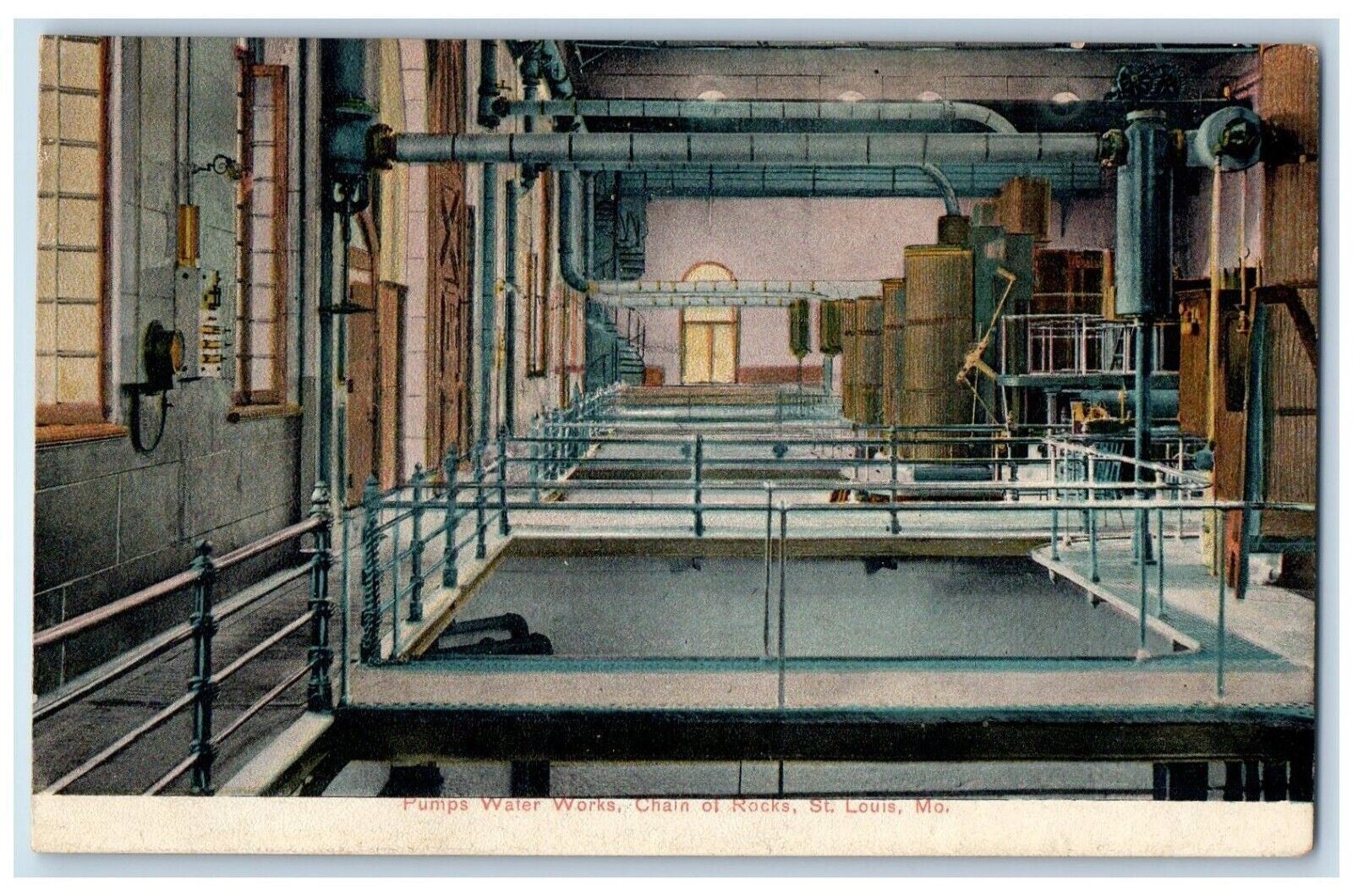 c1910 Interior Pumps Water Works Chain Rocks St Louis Missouri Vintage Postcard