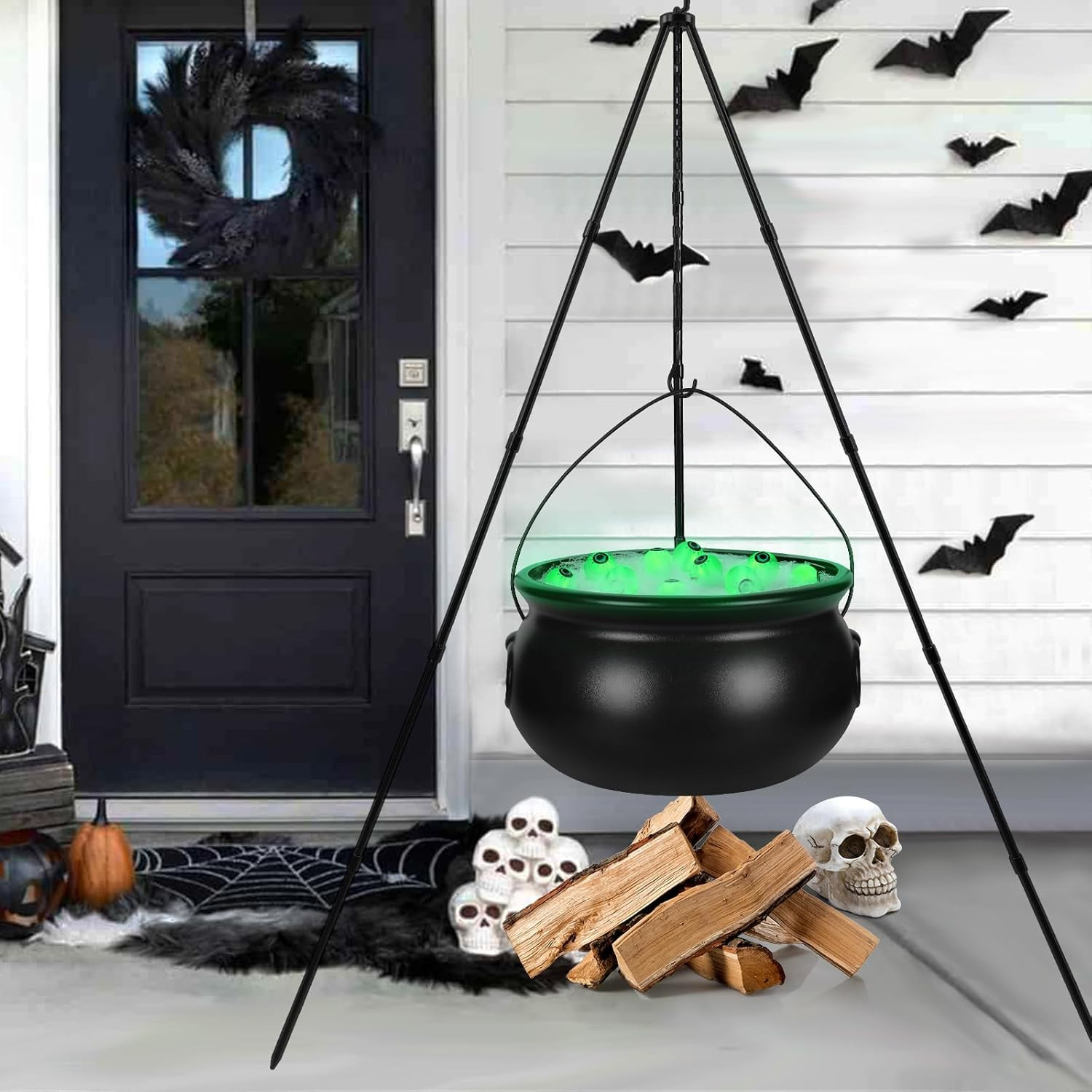 Halloween Decorations Outdoor,Large Witches Cauldron on Tripod with Light