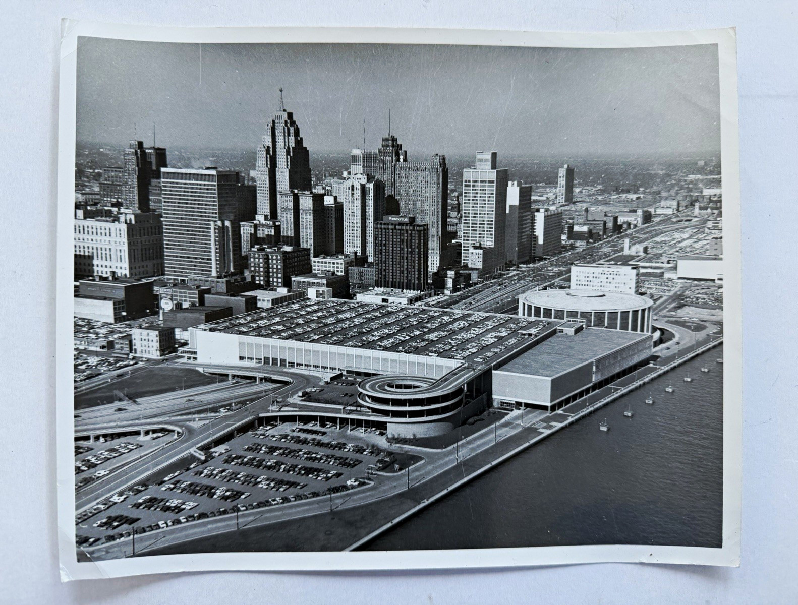 1966 Detroit Cobo Hall Arena Skyline 8x10 Original City Photo Pontchartrain