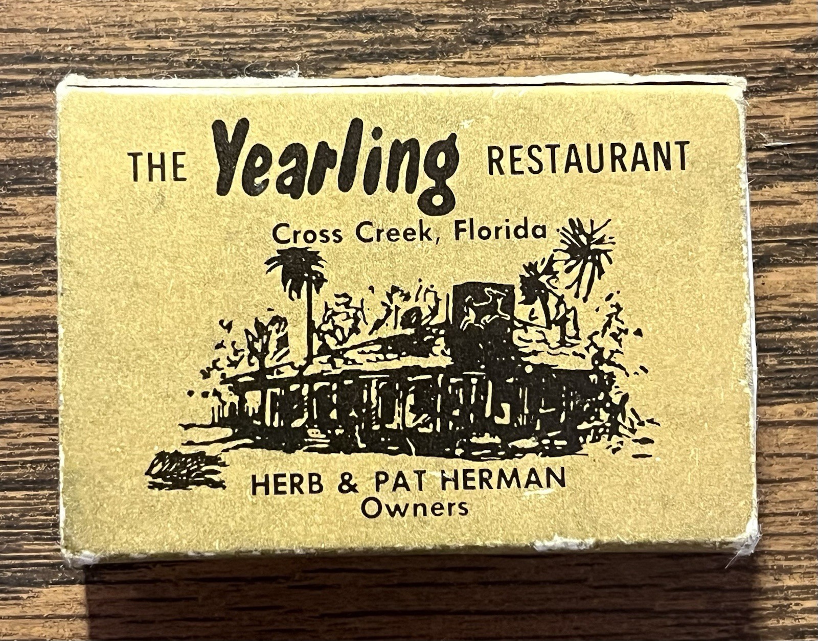 The Yearling Restaurant Matchbox Cross Creek FL Herb & Pat Herman Owners