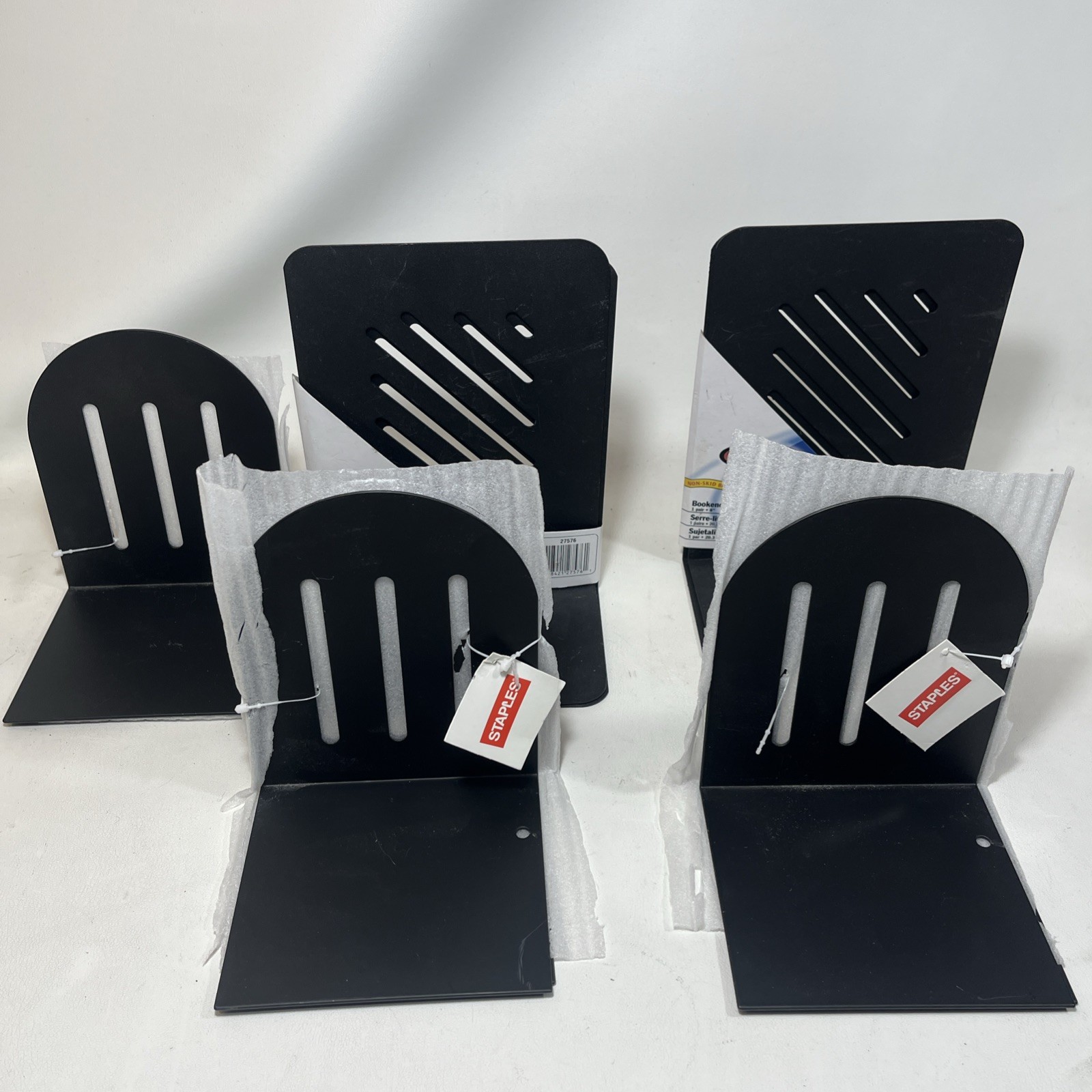5 Pair (10) NOS Metal Black Library Bookends  LOT  Heavy weight Eldon Staples