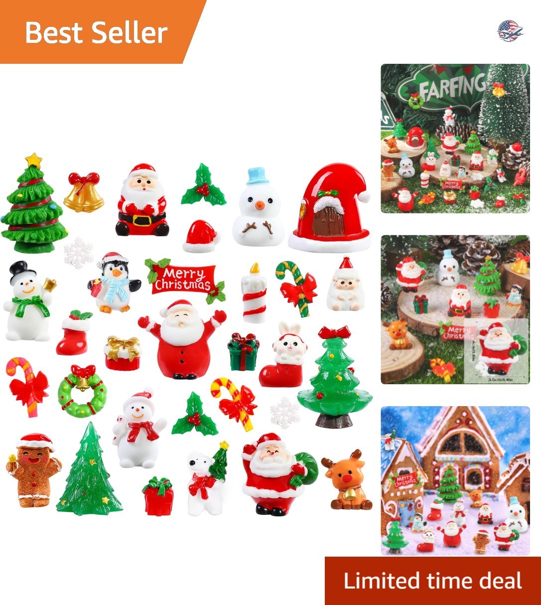 Charming 32Pcs Resin Christmas Figurines - Ideal for Party Games and Decor