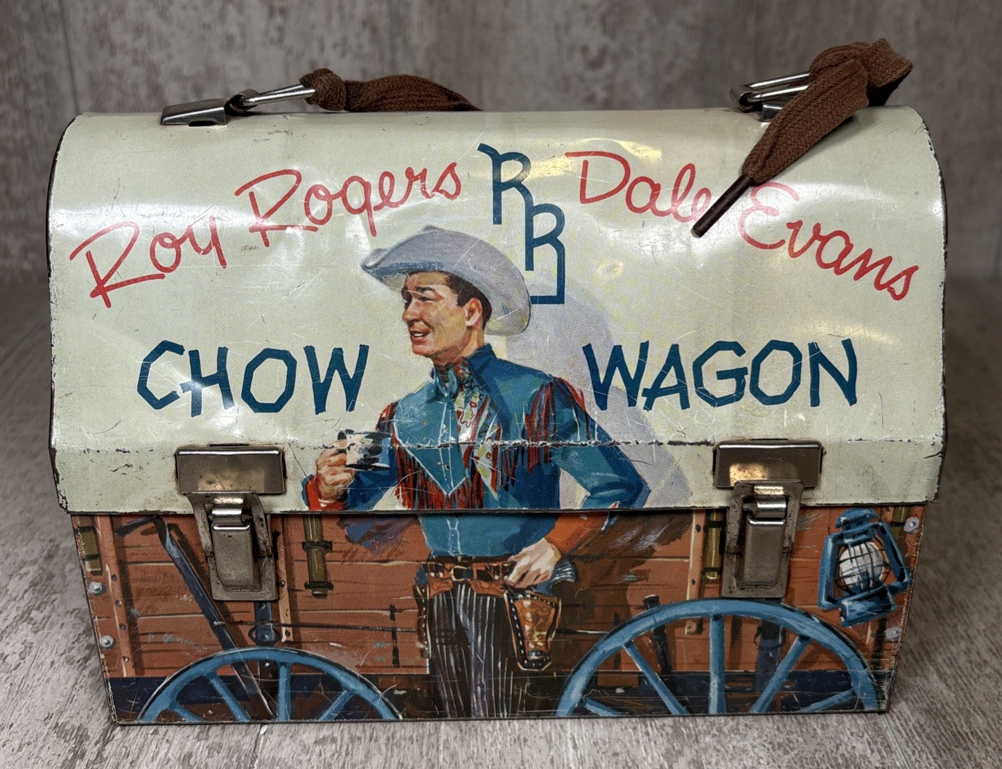Vintage Roy Rogers Chow Wagon Dome Metal Lunch Box