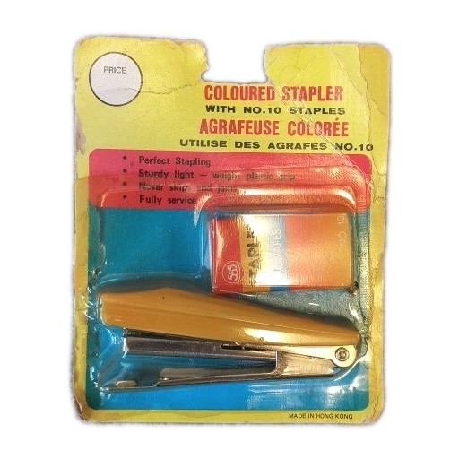 mini Stapler new in package with Staples 1960\'s Vintage Mod Space age yellow 