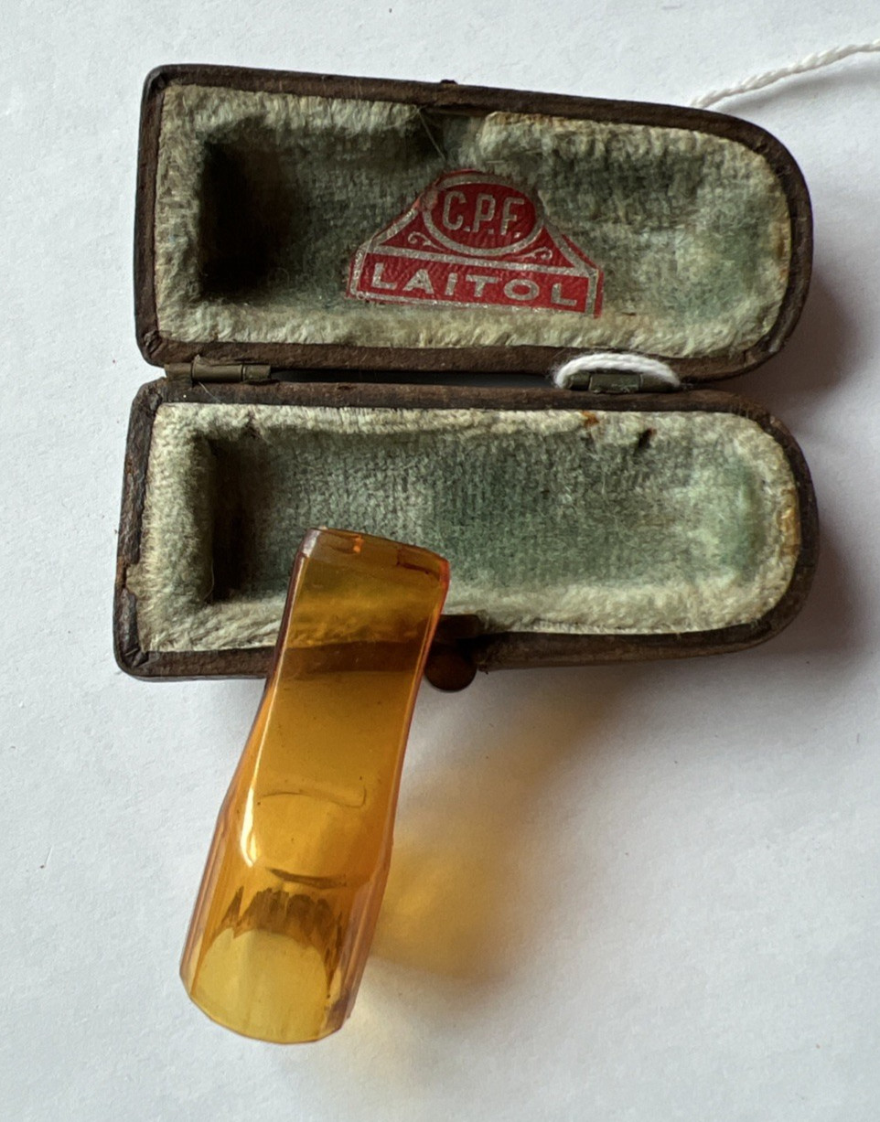 CPF Laitol  Amber Early 20th Century Cigar Holder w/Original Hinged Case