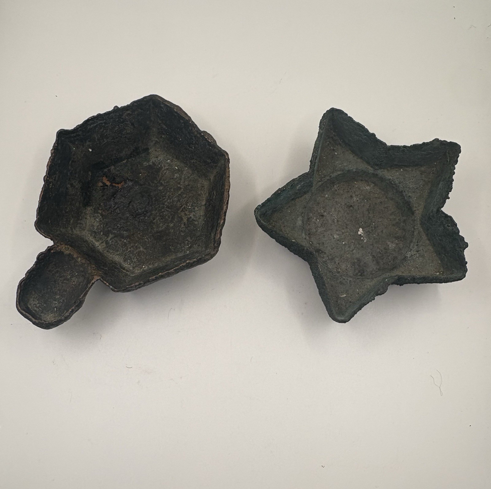2 Antique Copper Crucibles Great Condition