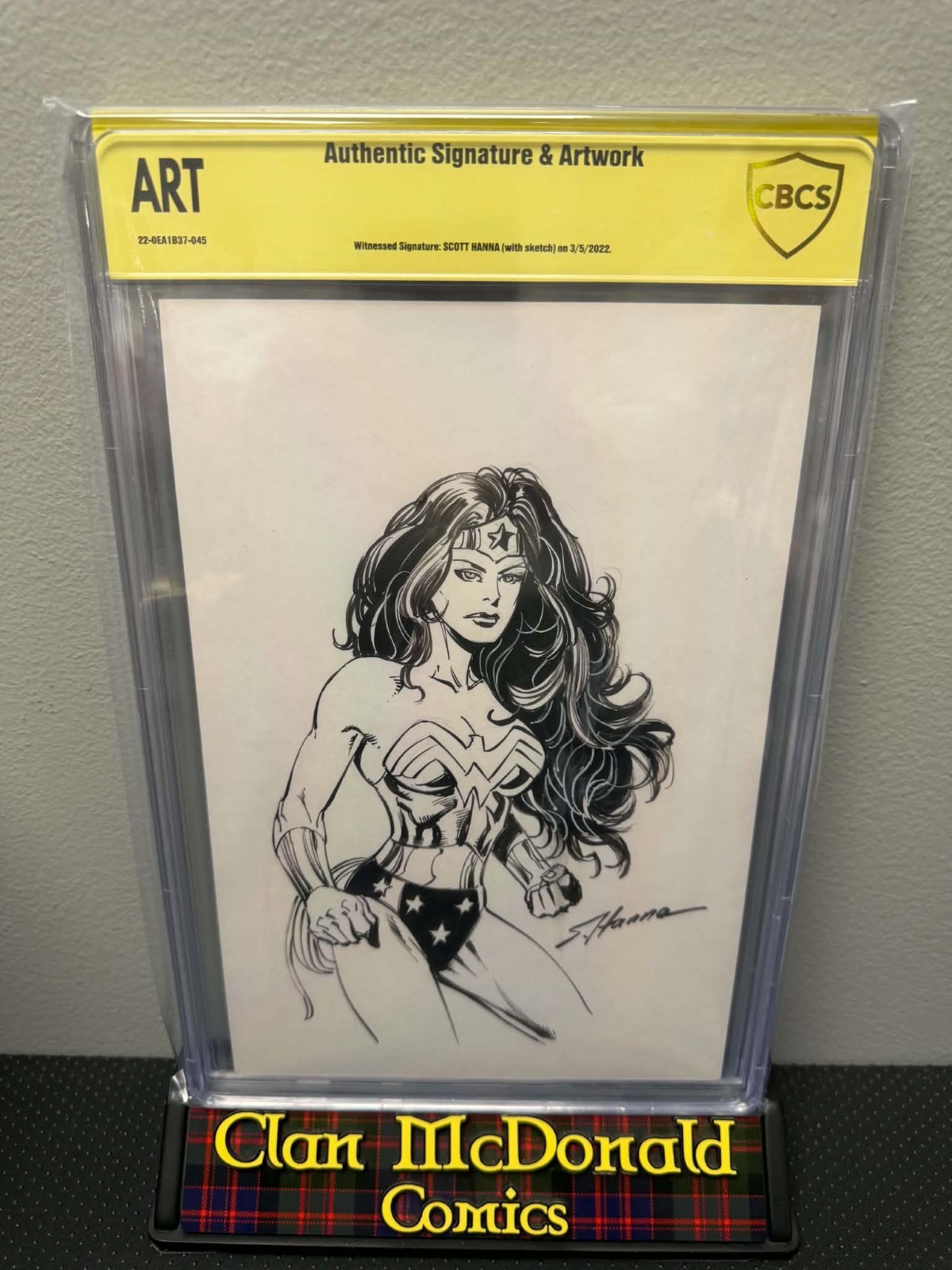 Authentic Signature & Artwork Wonder Woman Sketch by Scott Hanna Graded CBCS ART
