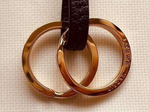 Loewe Anagram Leather Keyring Holder Black Gold