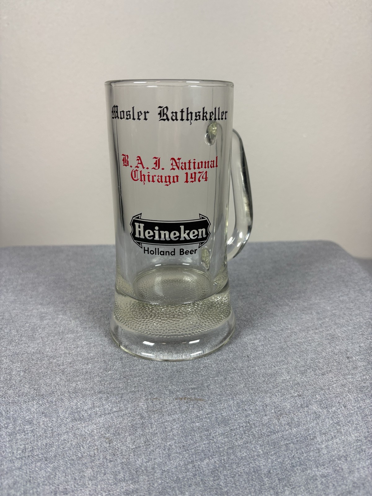 Heineken Beer Mug Mosler Rathskeller B.A.I. National Chicago 1974 Glass