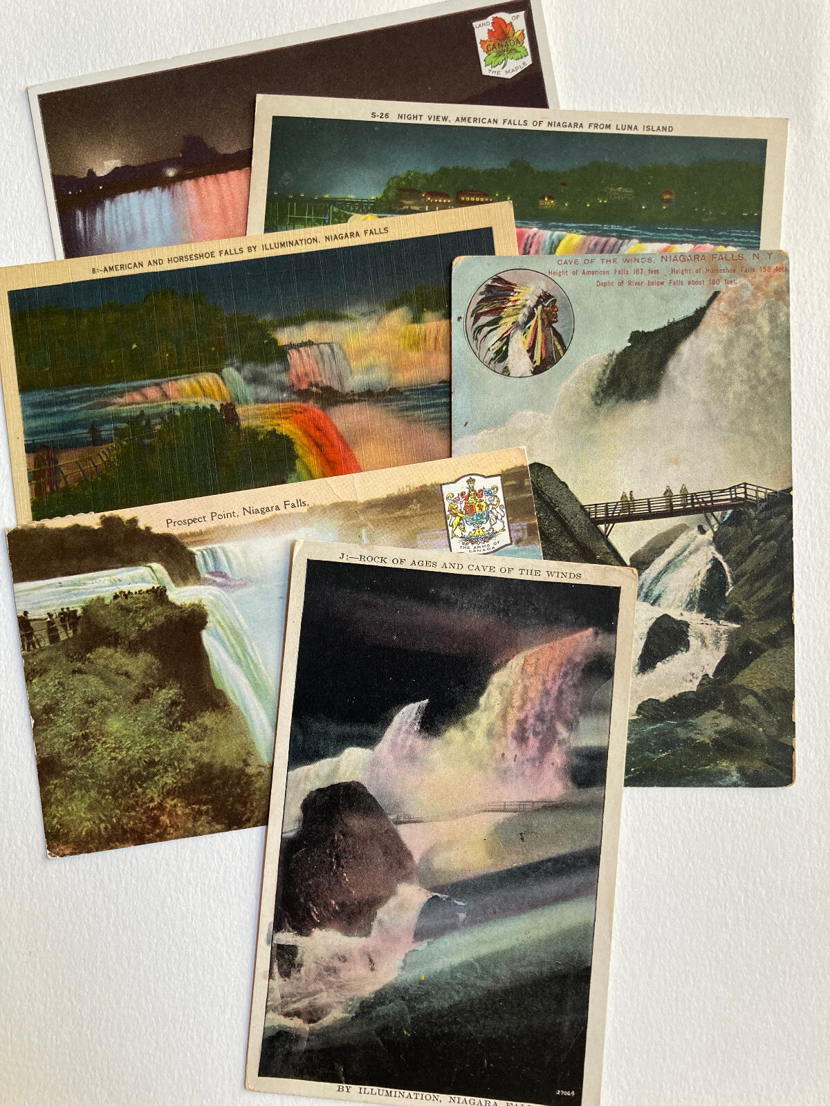 6 Different Vintage Niagara Falls NEW YORK/CANADA Linen & Older Postcards