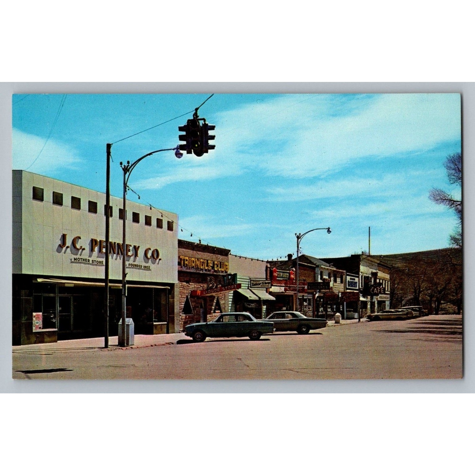 Vtg J.C. Penney Co. Mother Store Street Scene Kemmerer WY Postcard The Triangle Vtg J.C. Penney Co. Mother Store Street Scene Kemmerer WY Postcard The Triangle