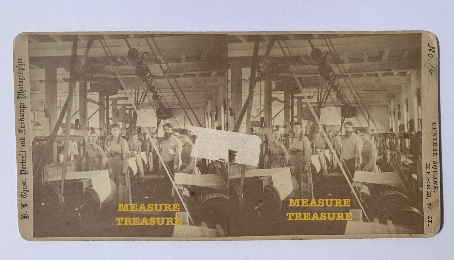 C.1890 TROY, NH INTERIOR VIEW OF WEAVE ROOM NEWBLANKET MILL PHOTO STEREOVIEW F68