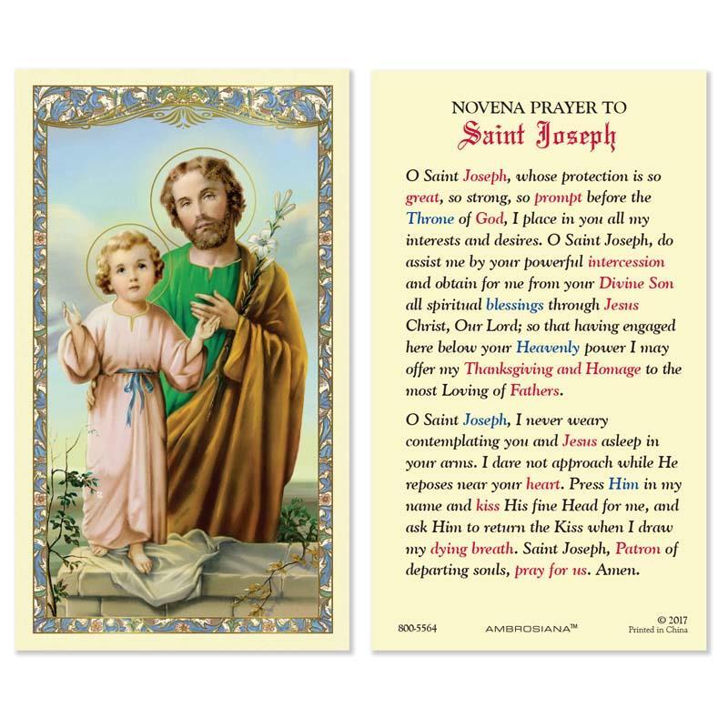 St Joseph and Child Laminated Holy Card Pack of 25 Size 2.625 in W x 4.375 in H