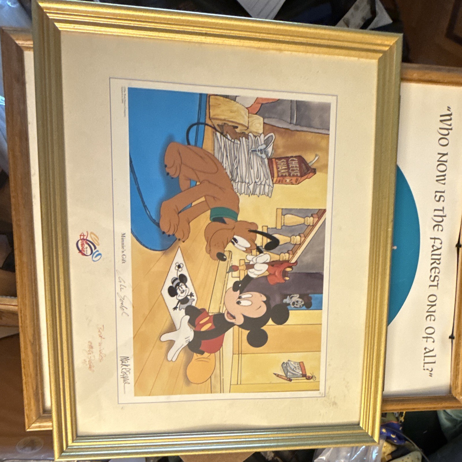 Disney Mickey Mouse “Minnie's Gift” Framed Animation Art Print Signed 1996