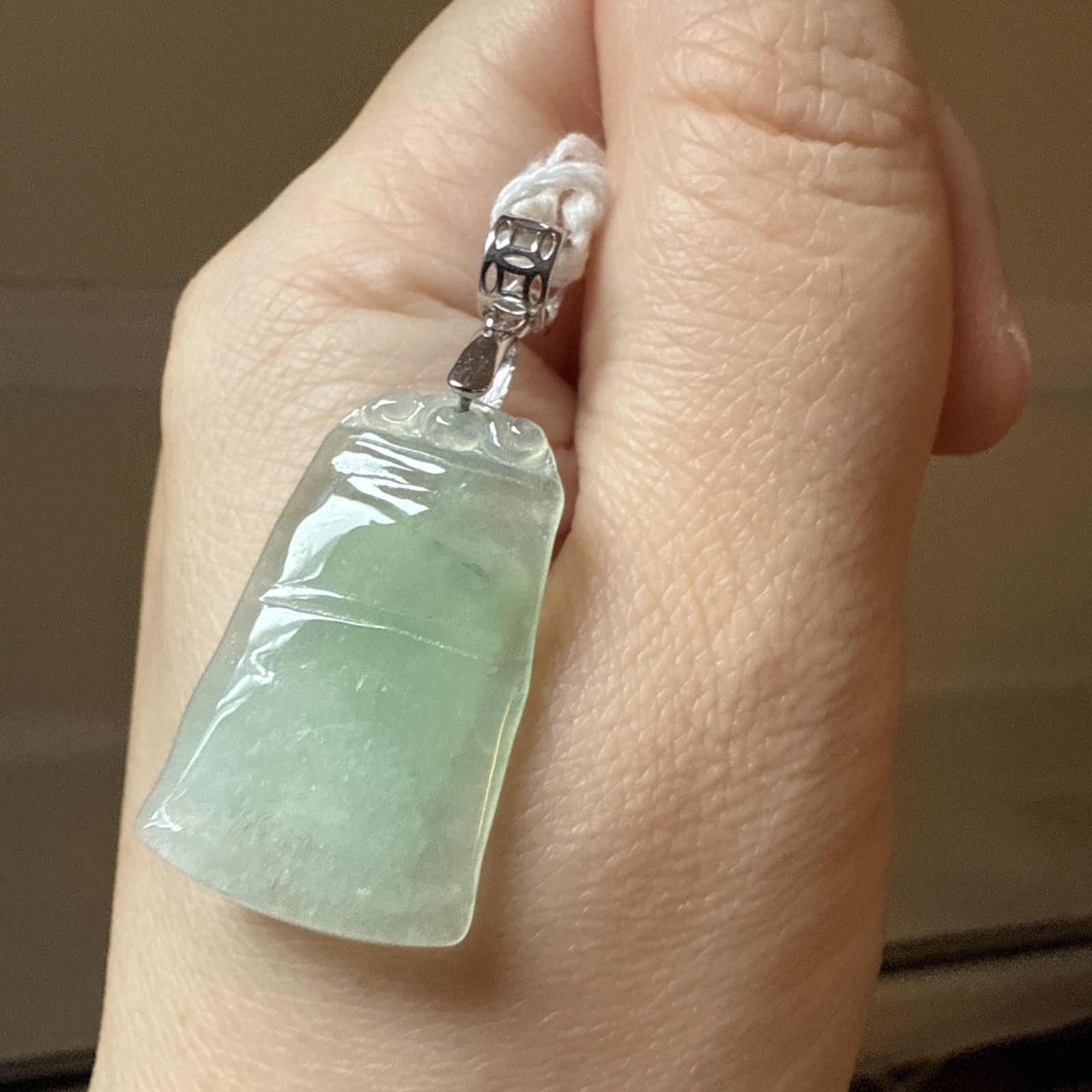 Certified Untreated Grade A Genuine Jadeite 天然翡翠 冰种绿坠 Real S925 Clasp