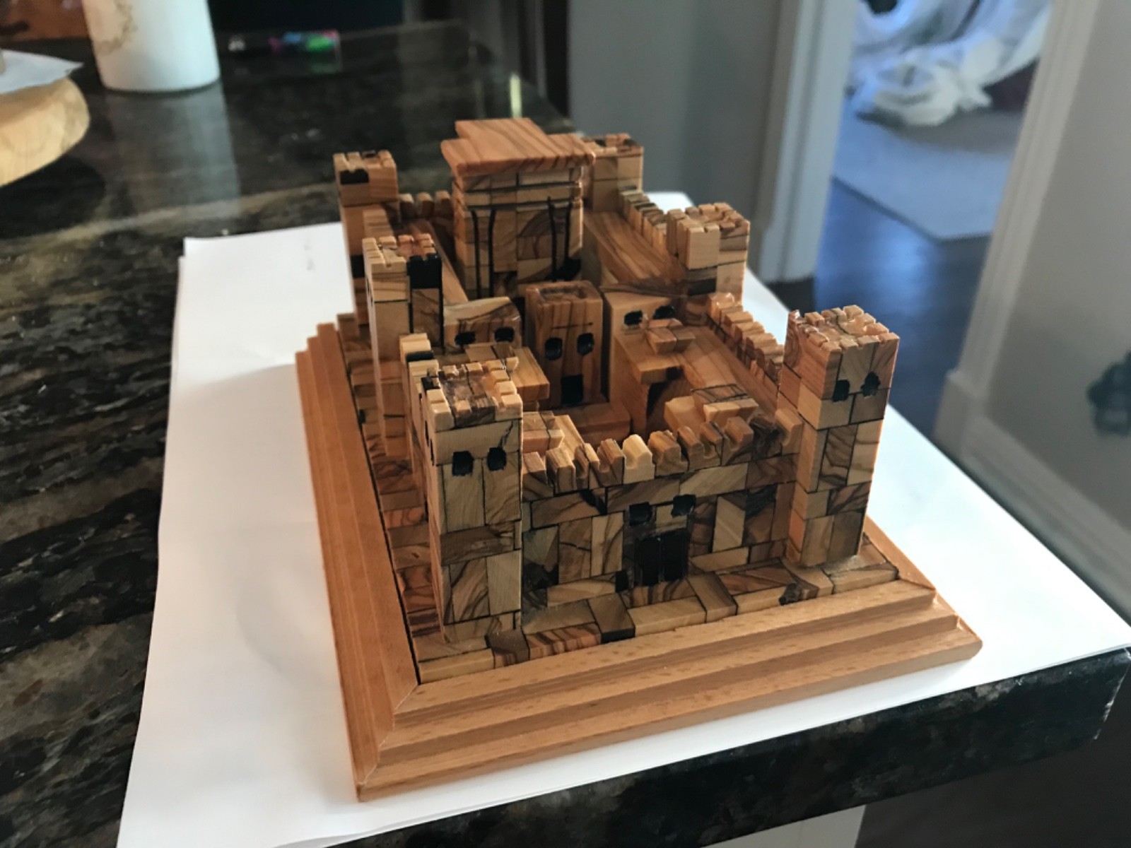 Hand carved olive wood Temple Mount - miniature collectible heirloom 