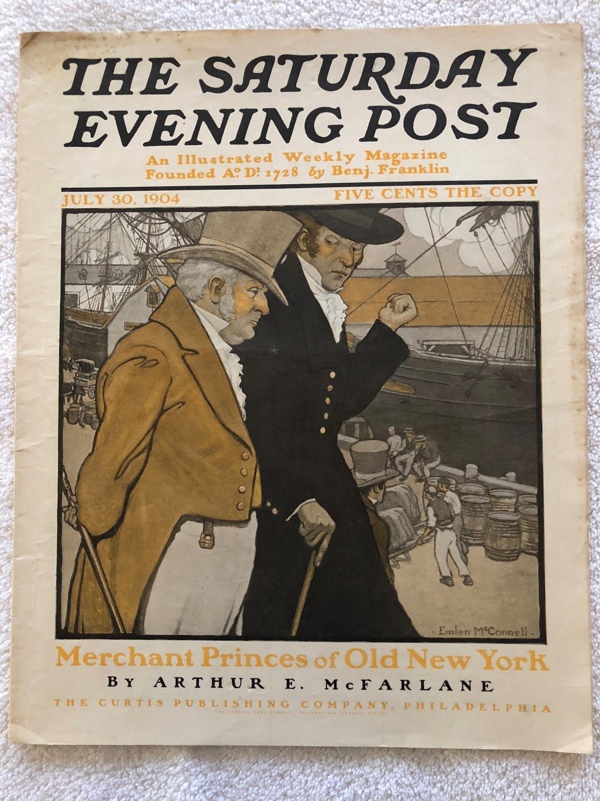 Illustrated  Saturday Evening Post July 30th 1904 Emlen McConnell Cover  Art
