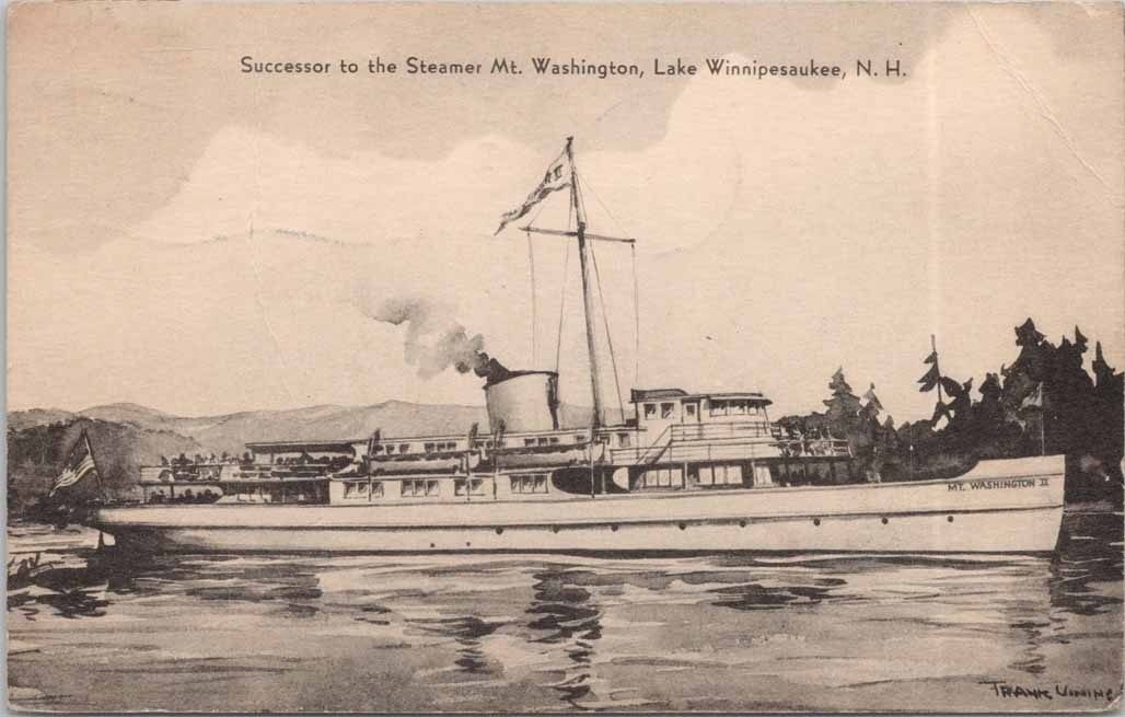 1940 MS Mt. Washington II Steamer Lake Winnipesaukee NH Postcard Meriden