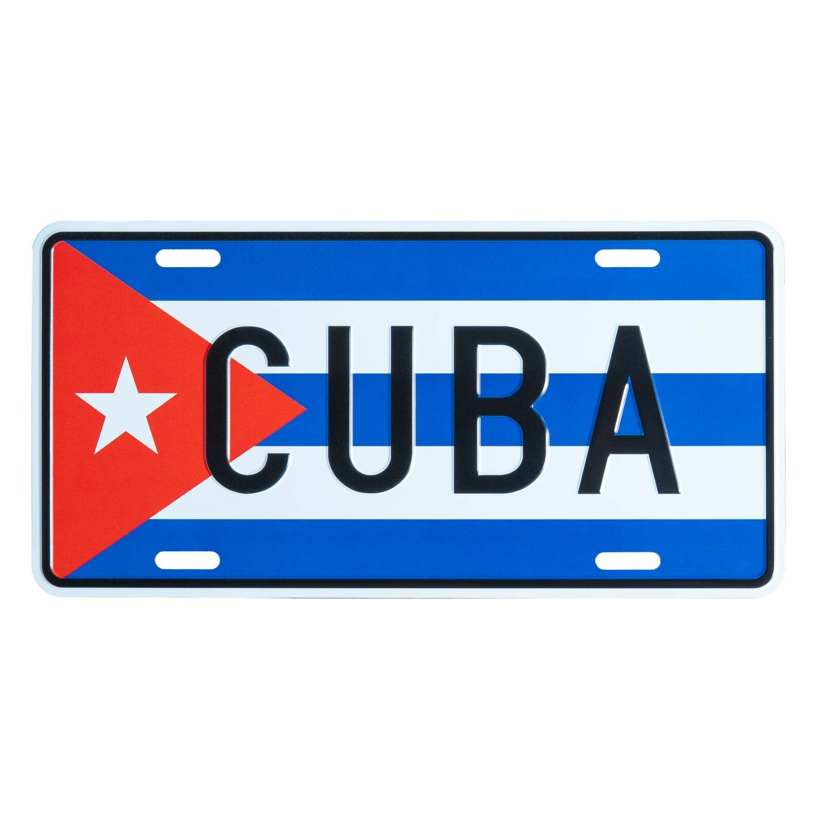 Cuba Flag License Plate - Embossed Metal Cuban Car Tag Sign Novelty, 12