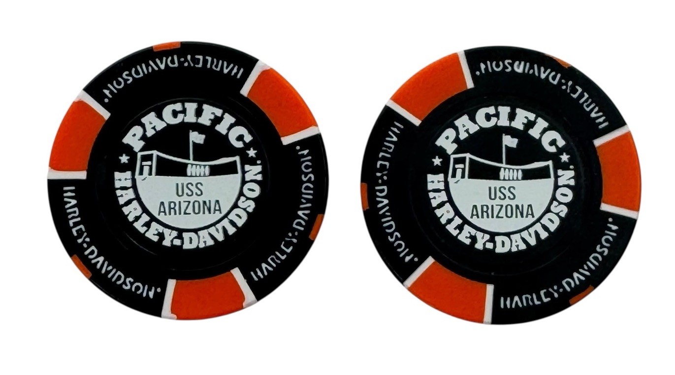 PACIFIC HARLEY DAVIDSON USS ARIZONA  OF HONOLULU HAWAII DEALER POKER CHIPs NEW