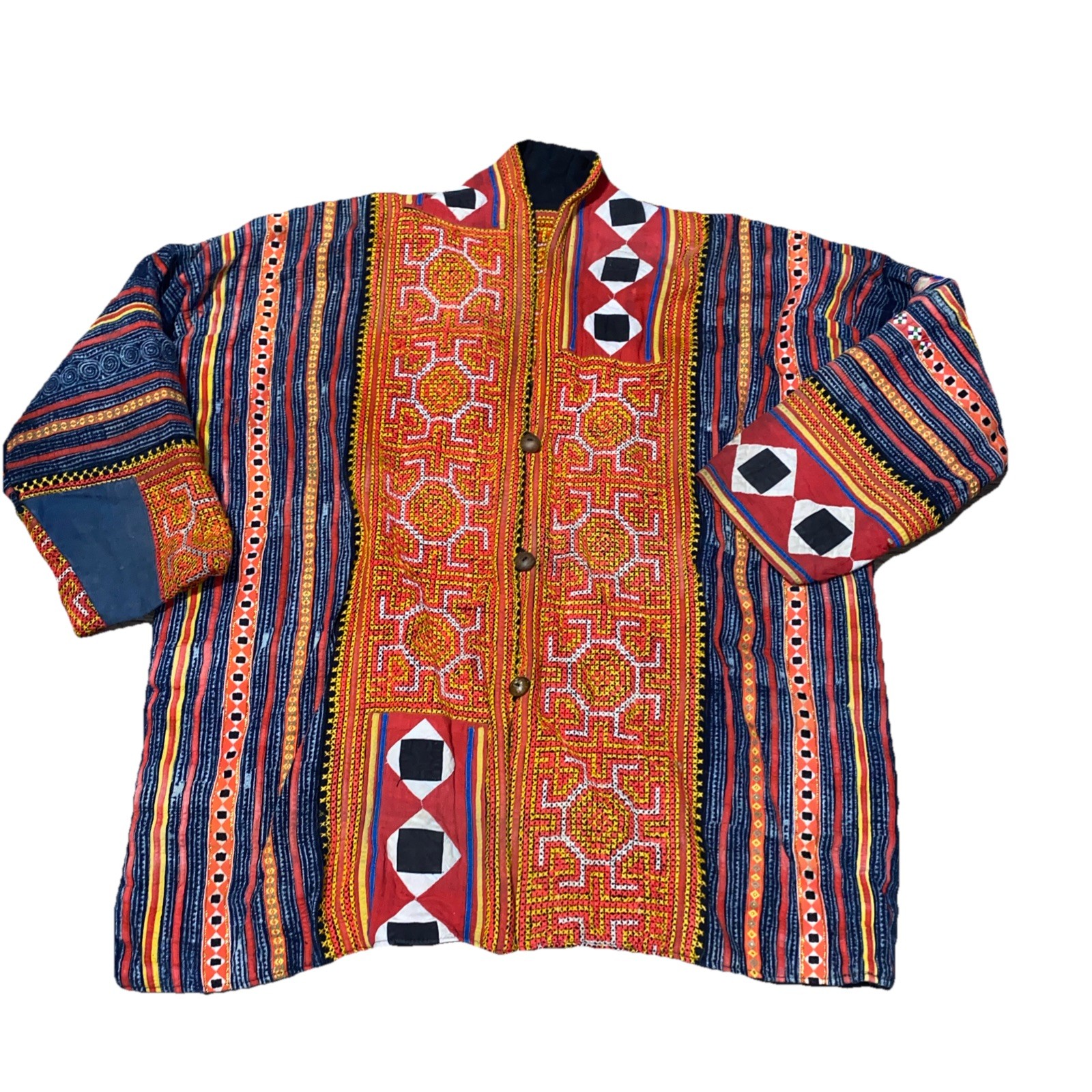 Vintage Hmong Paj Ntaub ABC Jacket Handcrafted By The Hmong People