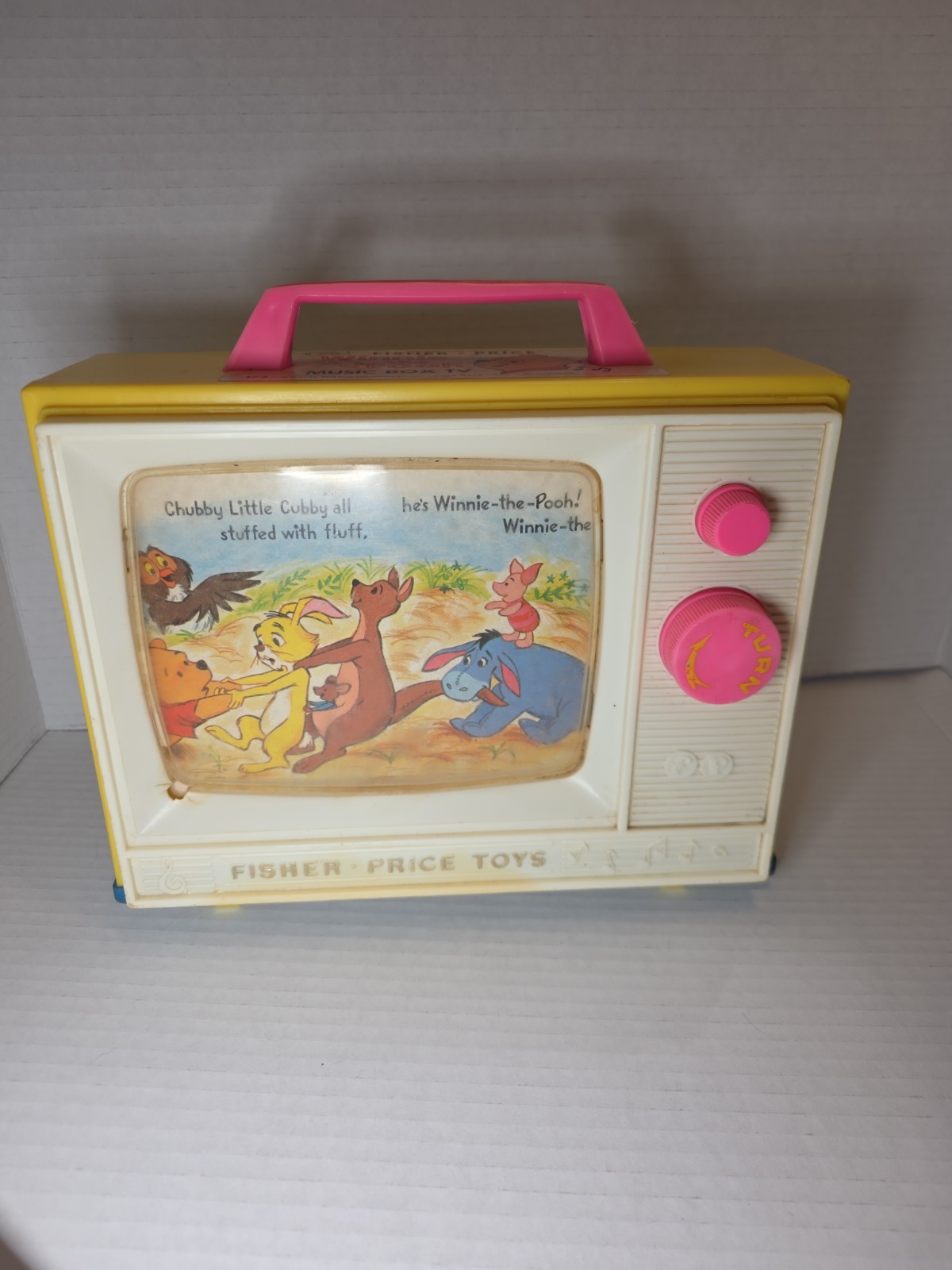 Vintage 1971 Fisher Price Toys #175 Winnie the Pooh Music Box TV Toy Working
