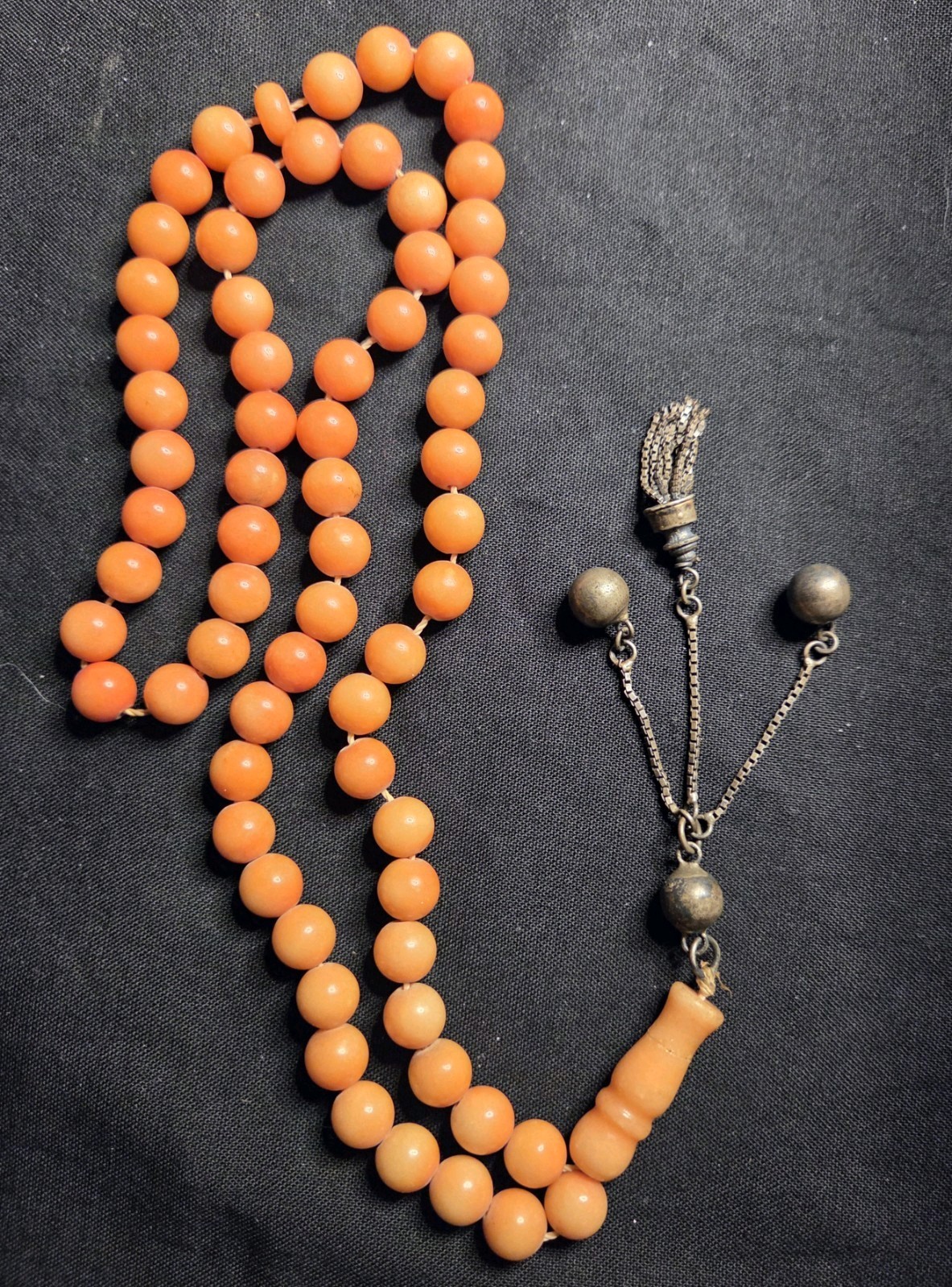 Antique Angel Skin Pink Coral Prayer Beads w/Tassel   Authentic - Handmade Egypt