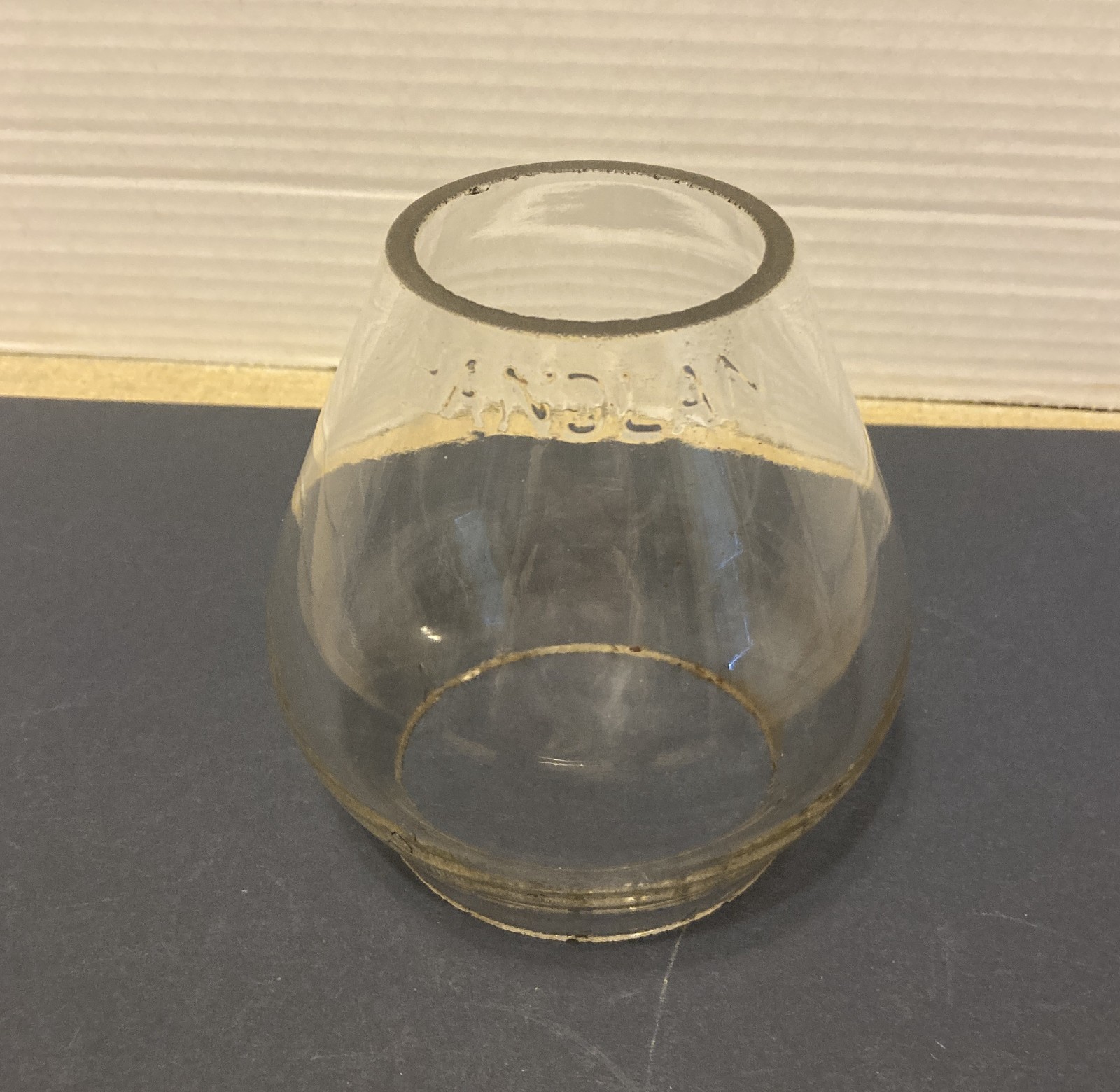 Antique Clear Embossed Handlan Railroad Lantern Globe 4 1/2\