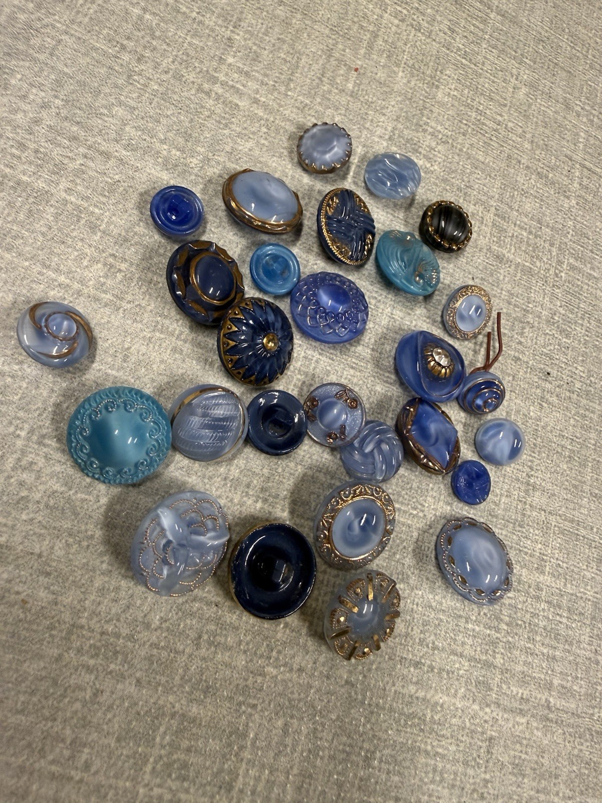 Glass Vintage Shank Moonglow Buttons - Collection Lot Estate Resellers