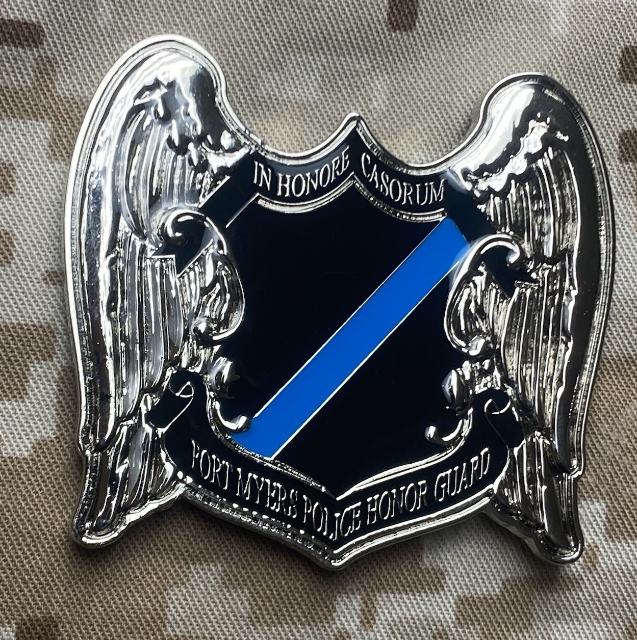 Ft Myers Florida Police Honor Guard Thin Blue Line Shield Challenge Coin