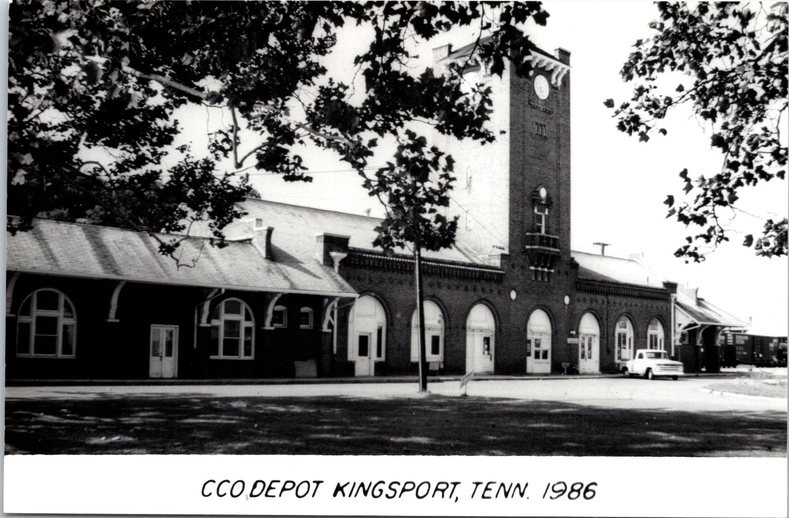 Kingsport, TN Tennessee CCO Railroad Train Station Depot Postcard Clock Tower