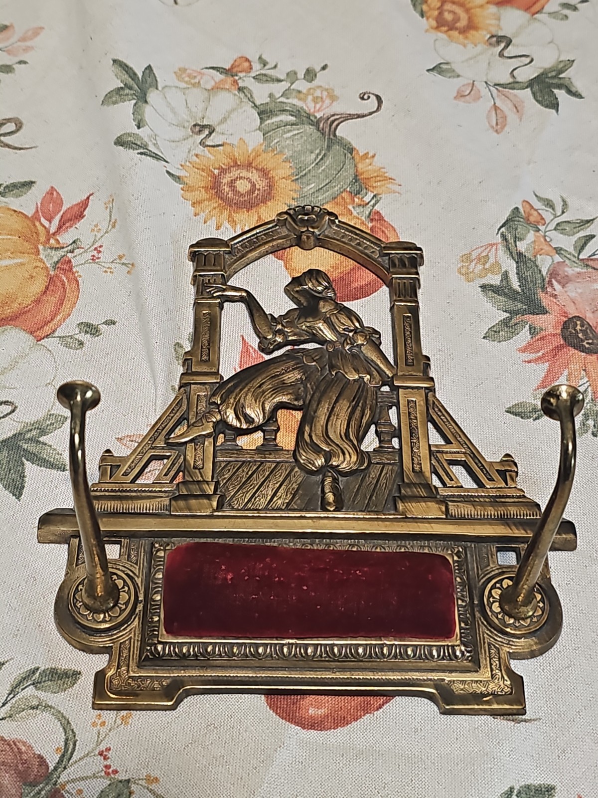 Antique H.L. Judd Co #1678 Art Nouveau Woman Coat Hanger Maiden cast brass