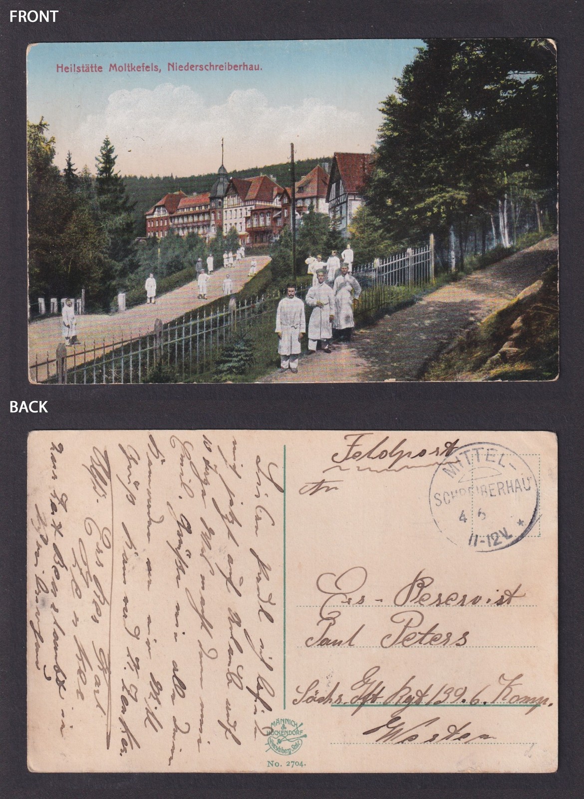 Vintage card Poland Szklarska Poreba Niederschreiberhau Sanatorium WWI Feldpost
