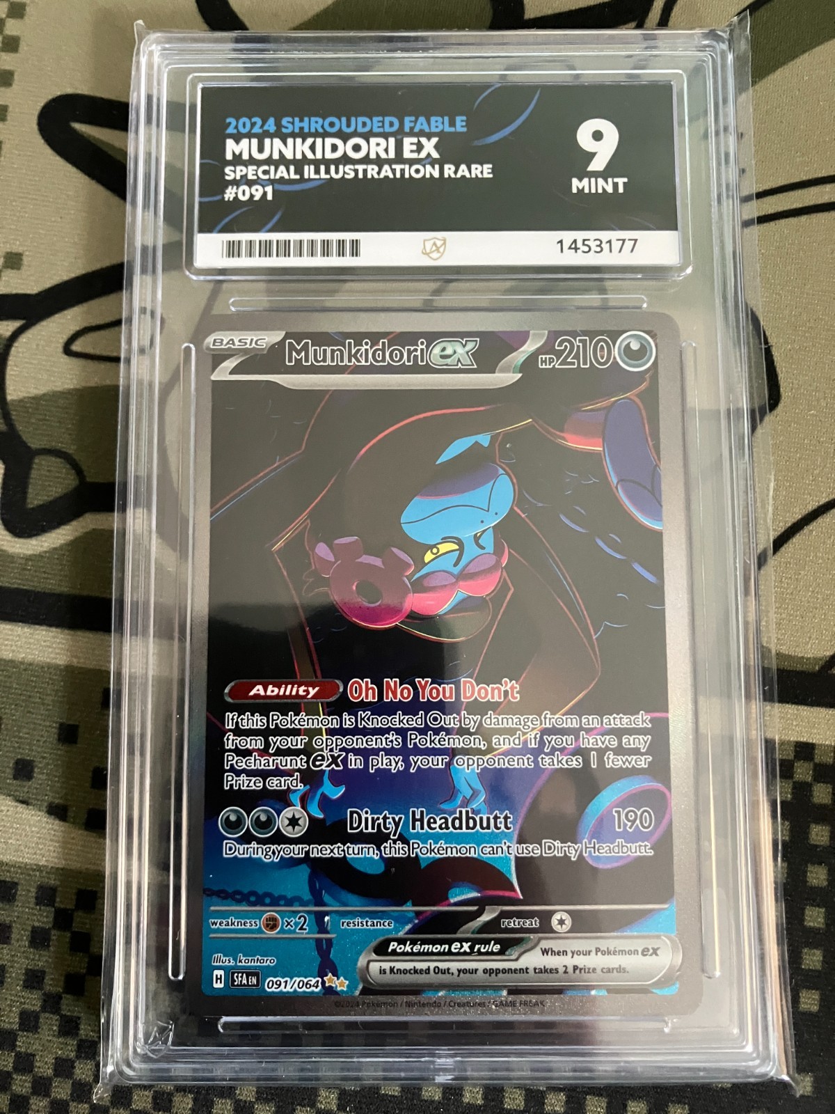 Pokemon TCG - Munkidori Ex 091/064 - Shrouded Fable - ACE 9 Mint