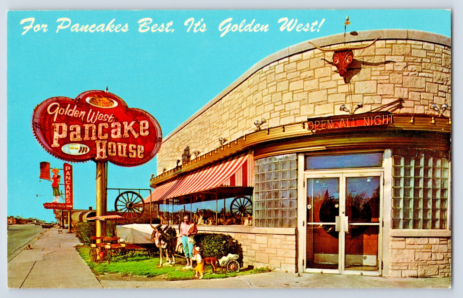 Evergreen Park IL Golden West Pancake House Inc Vtg Advertising Postcard