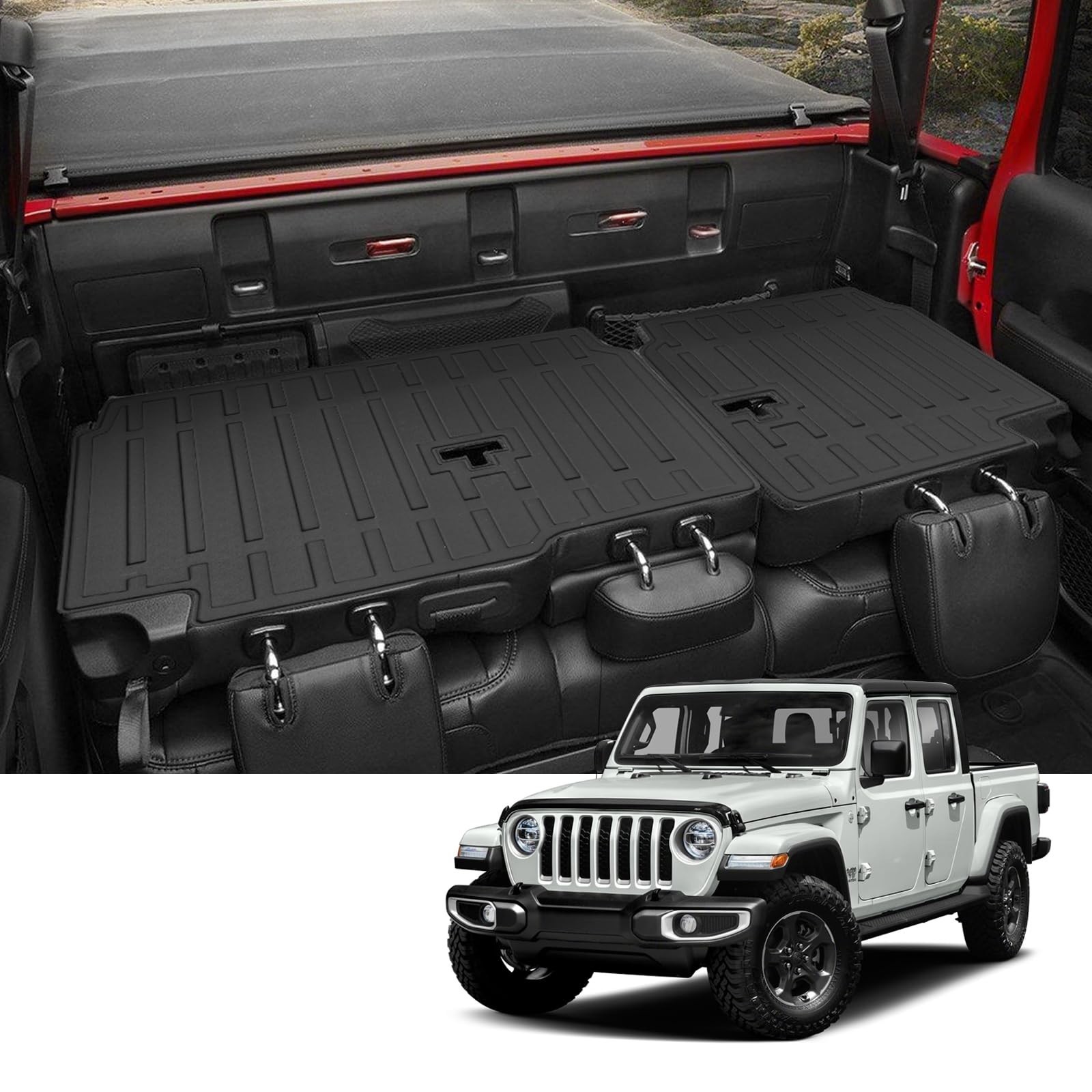 Custom for 2020-2025 2026 Jeep Gladiator JT Rear Seat Backrest Mats All Weath...